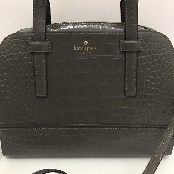 Kate Spade Riverside Street Exotic Satchel Gray Croc-Embossed Women's Bag - Picture 3 of 9